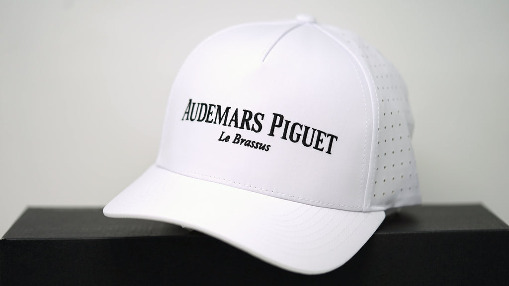 Audemars Piguet white luxury cap – front view with Le Brassus embroidered logo