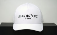 Front view of Audemars Piguet White Cotton Hat with Black Embroidered Logo