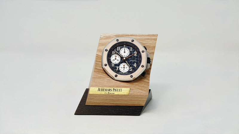 Close up of an Audemars Piguet Royal Oak Chronograph Desk Clock Ref. 26470ST