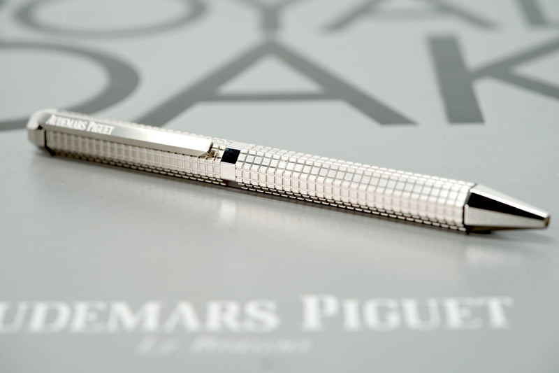 View our Collection of Authentic Audemars Piguet Royal Oak Pens Ballpoint and Fountain Pens in Silver with Stainless Steel and 18K White Gold