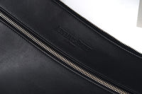 Black Leather Luxury Bag Made in Italy Zipper Compartment