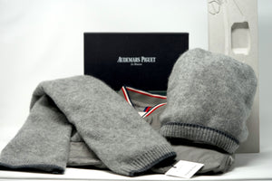 Grey Pure Cashmere Scarf and Matching Hat by Audemars Piguet Authentic Luxury Goods