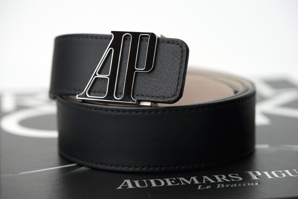 TIME TRADERS Audemars Piguet Black and Steel Leather Belt Time Traders Inc