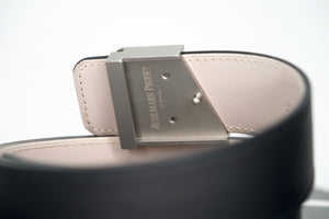 Luxury Audemars Piguet Royal Oak Belt Black Leather Silver Buckle