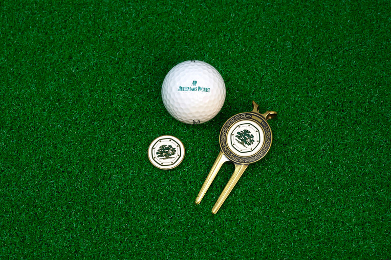 For Sale Audemars Piguet Golf Titleist 2 Ball and Gold Divot Tool with Custom Audemars Piguet Ball Marker