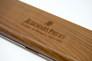 HandMade Audemars Piguet Engraved Wooden Display Box with Custom Golden Putter for AP Watch Collectors 