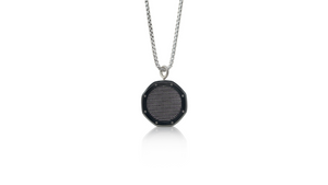 Front view of men's Audemars Piguet Royal Oak black carbon DLC medallion