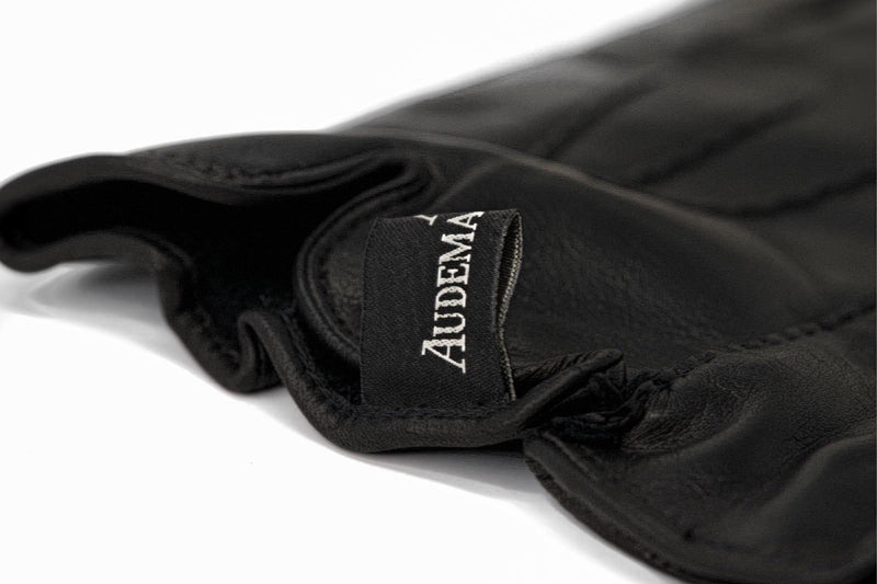 Black Leather Luxury Gloves Lined with Cashmere By Audemars Piguet Available at Time Traders