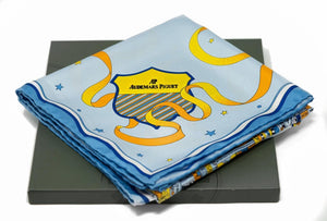 Luxury Audemars Piguet Royal Oak Scarf with Audemars Piguet Crest Featuring Beautiful Blue Orange and Yellow For Sale Online by Time Traders 